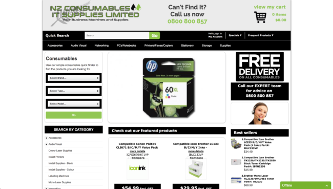 NZ Consumables business website hosted and designed by WDH