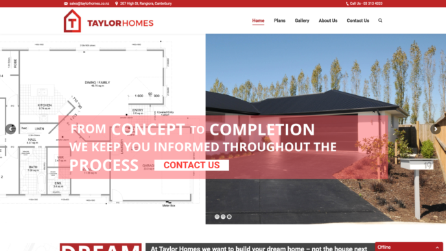 Taylor Homes website hosted and designed by WDH
