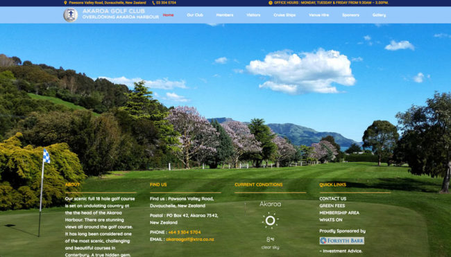 Akaroa Golf Club business website hosted and designed by WDH