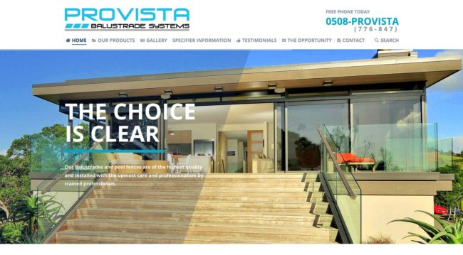 Provista Balustrade Systems business website hosted and designed by WDH