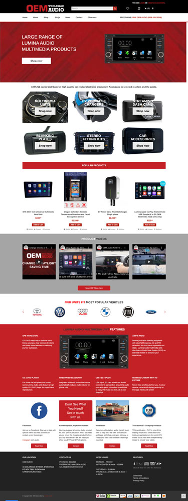 OEM Audio website ecommerce built by WDH