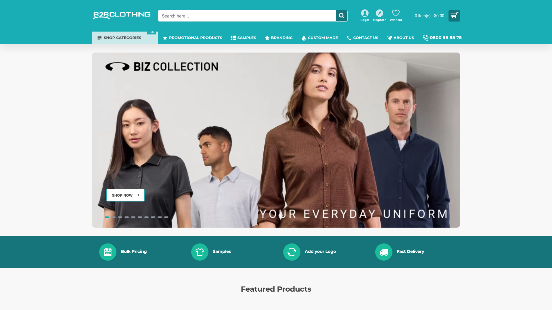 B2B Clothing ecommerce website designed by WDH