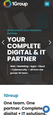 1Group website displayed on a mobile phone