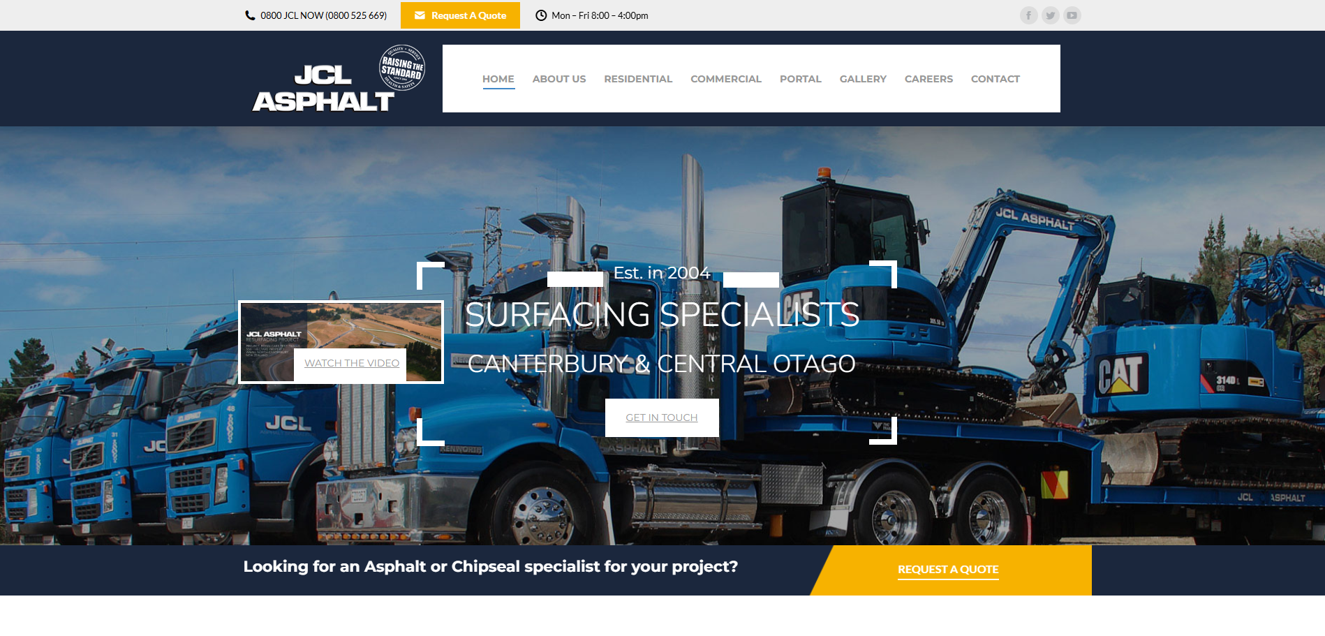 JCL Asphalt website designed by WDH