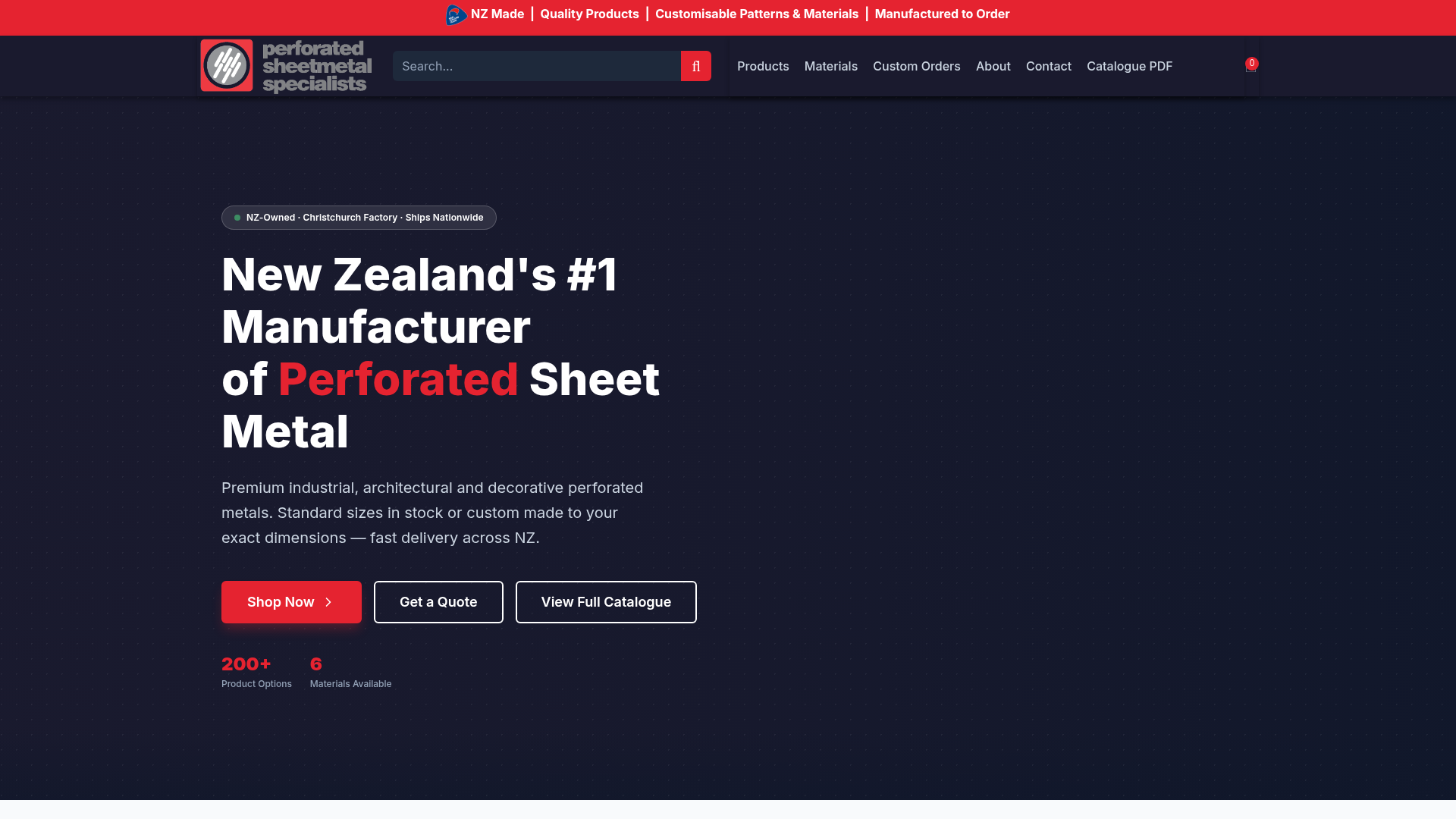 Perforated website designed by WDH