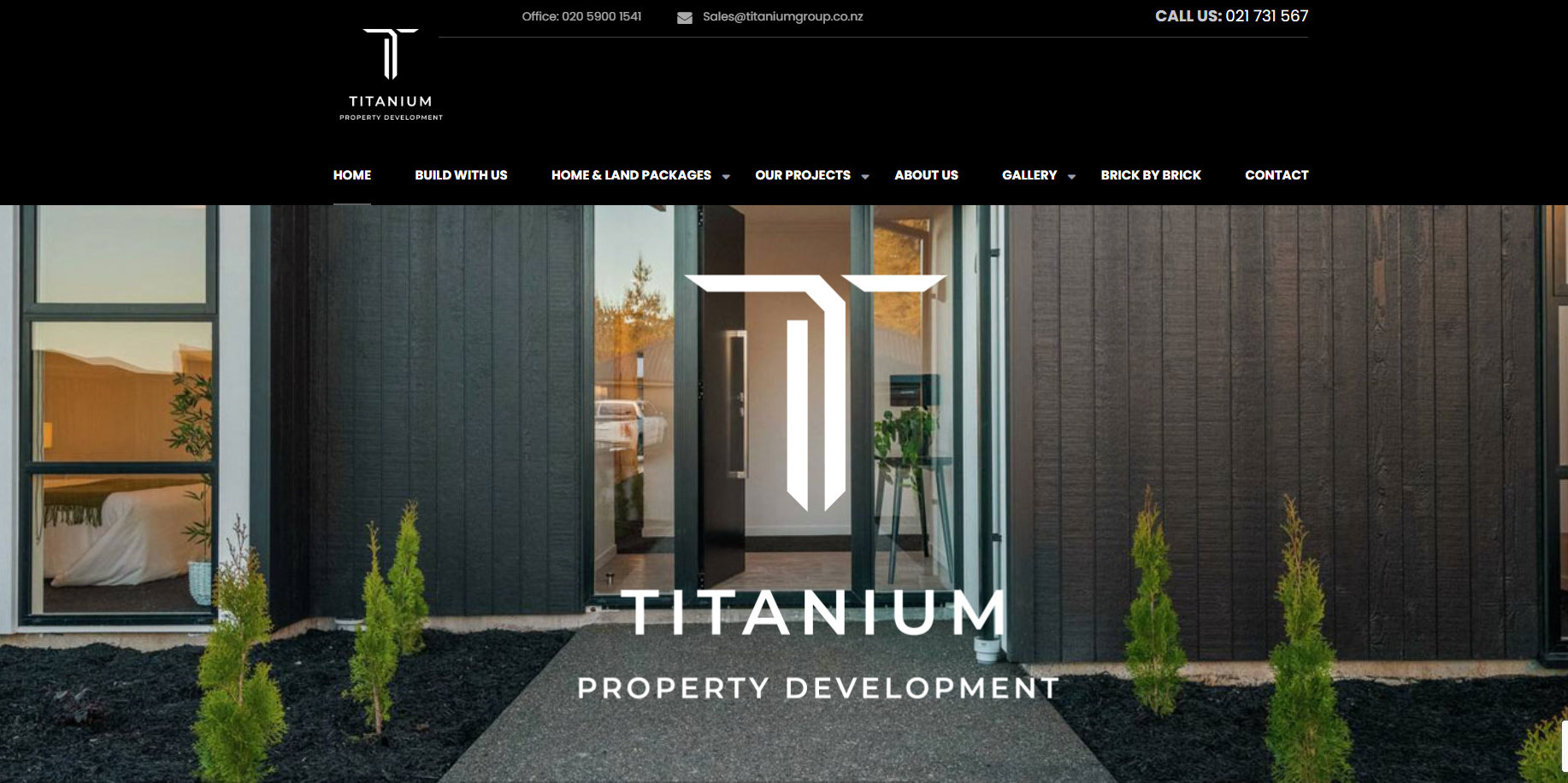Titanium Property Development website displayed on a desktop screen
